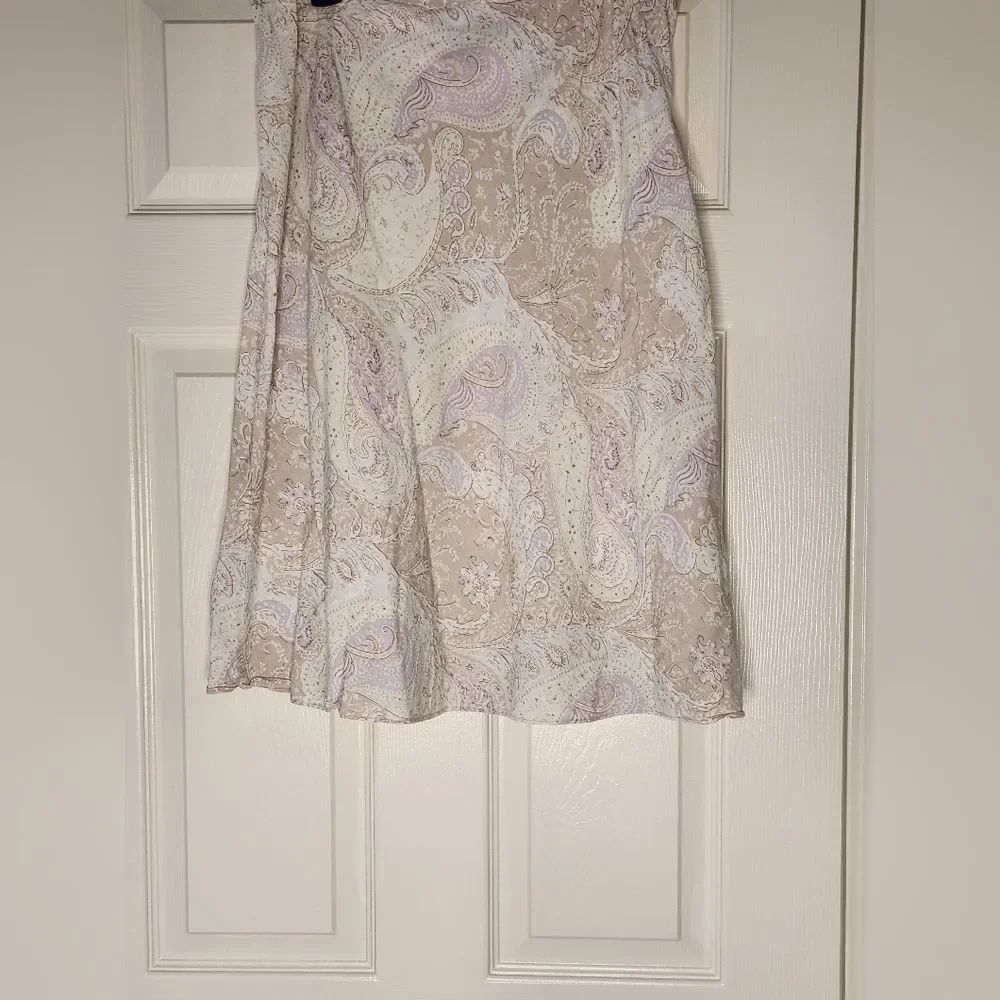 Nine& Company 14 Cream Purple LINEN Blend Paisley Print Women’s Skirt